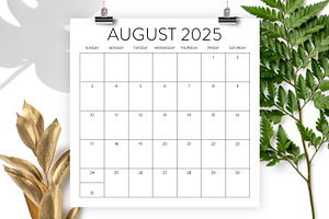 2025 Square Calendar Template