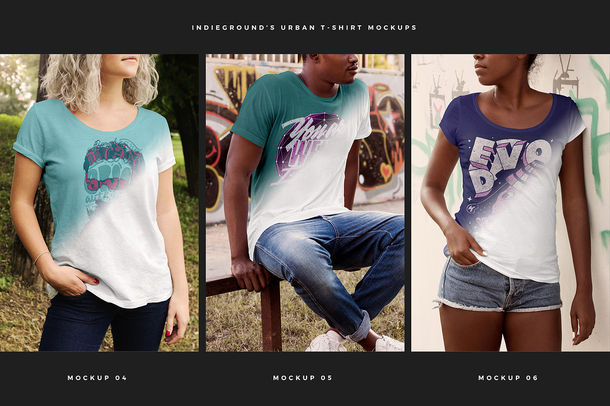 Urban T-Shirt Mockups, a Shirt Mockup by Indieground Design Inc. (Photo 3 of 6)