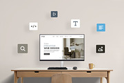 Floating Icons Desk Mockup, a Device Mockup by RSplaneta (Thumbnail 1 of 2)