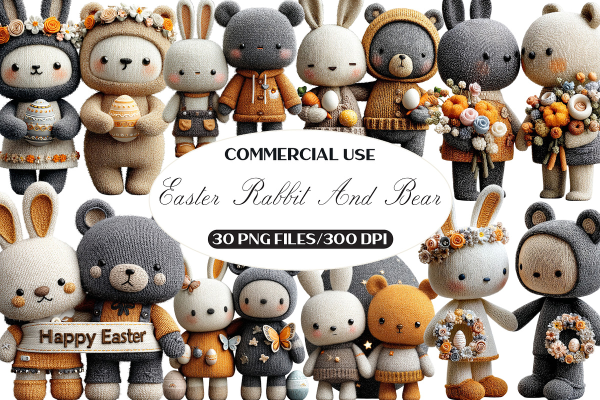 Whimsical Easter Rabbit And Bear, an Illustration by Black Bird Studio (Photo 1 of 6)