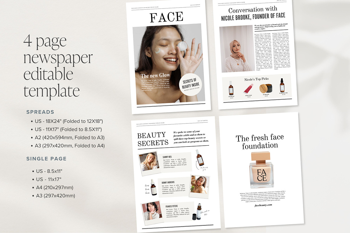 Colour Newspaper Template Canva Edit preview 7