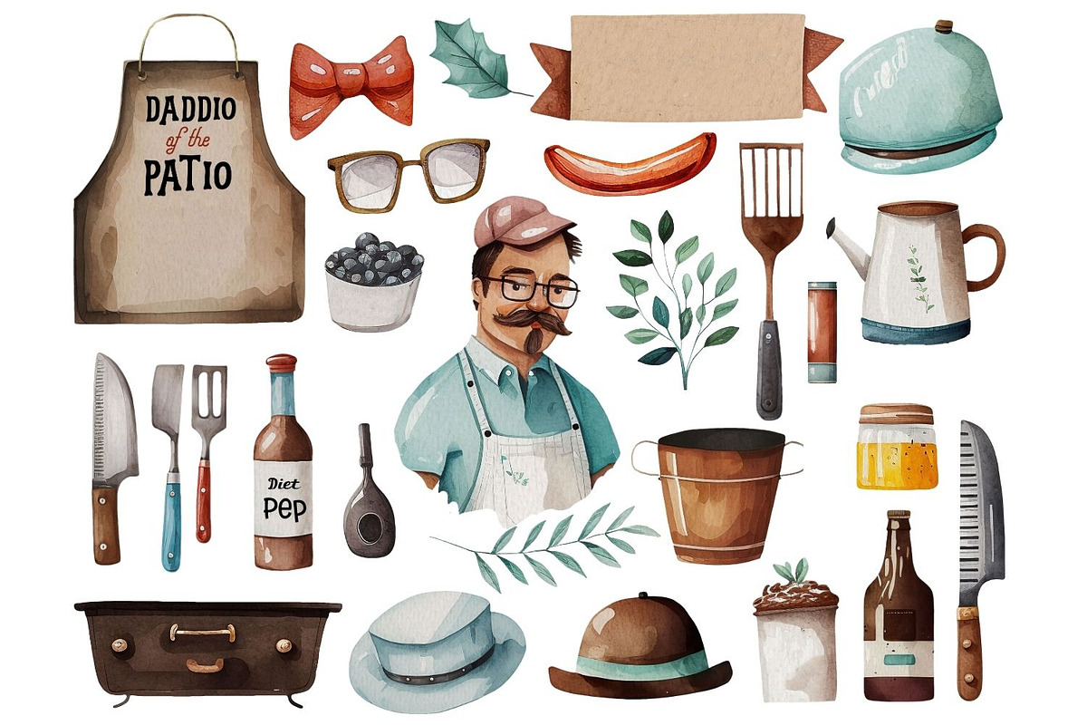 BBQ Grilling Fathers Day Clipart, a Graphic by JBArt Clipart (Photo 2 of 6)