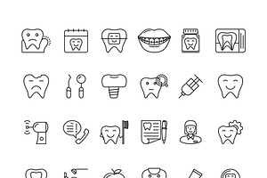 Dental Clinic Outline Icons Set