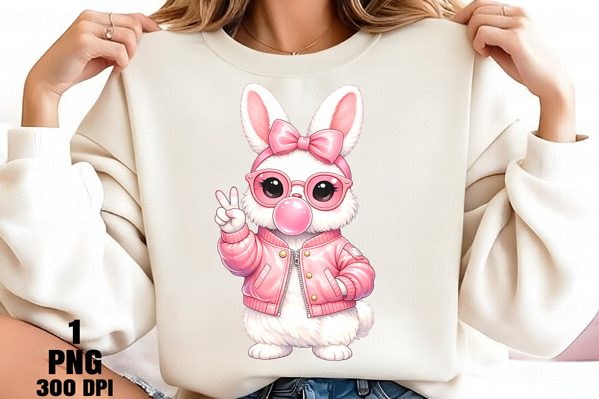 Retro Easter Bunny Blowing Bubble PN, an Illustration by Daily.Designs (Photo 2 of 4)
