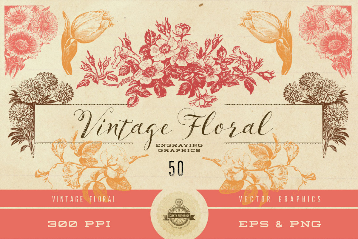 Vintage Flower Vector Graphics, an Illustration by Eclectic Anthology (Photo 4 of 4)