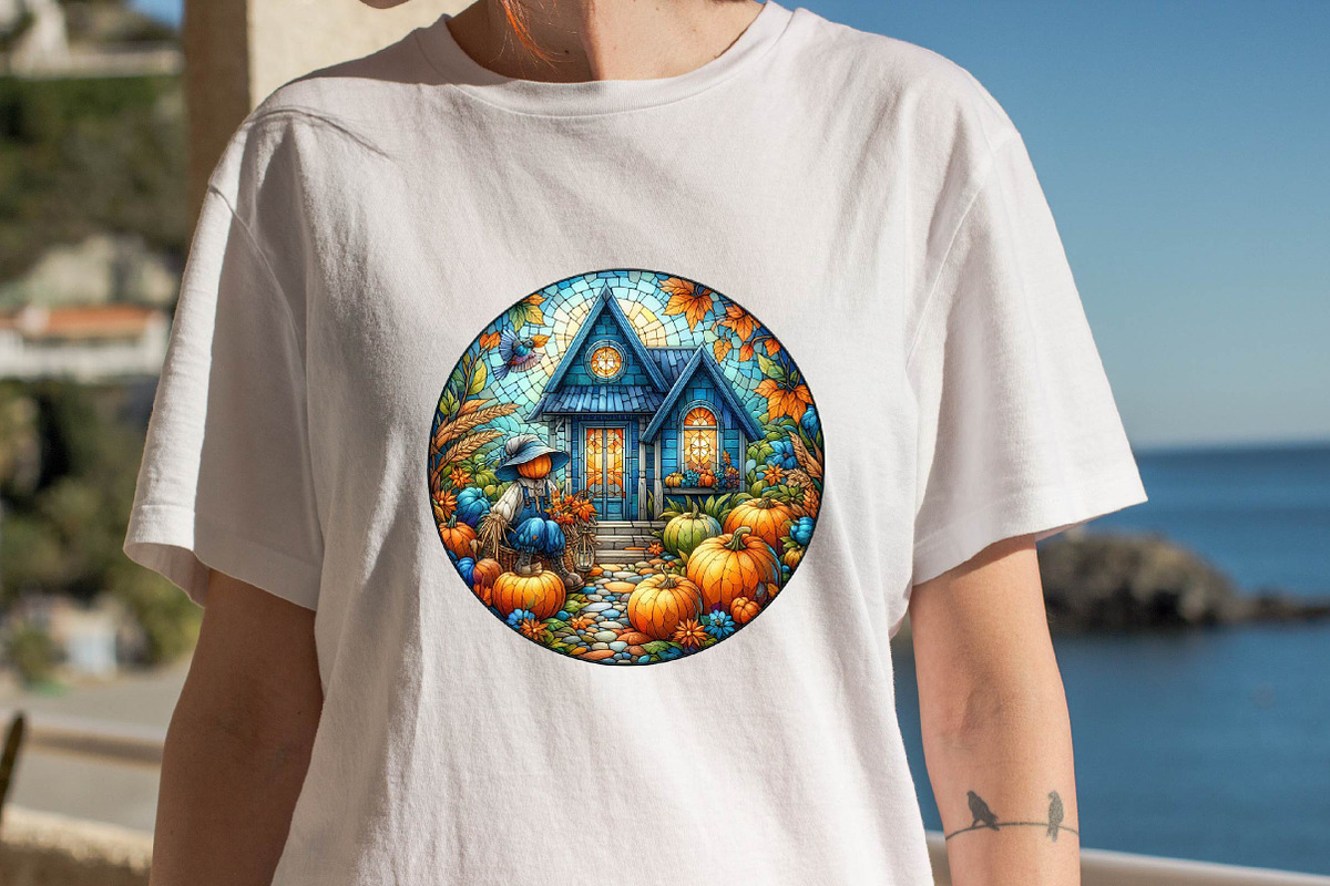 Autumn Pumpkin Stained Glass Sublim, an Illustration by SVGArt (Photo 8 of 8)