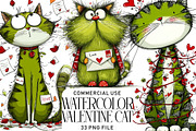 Watercolor Valentine Cat, an Illustration by Daily.Designs (Thumbnail 1 of 5)
