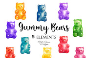 Watercolor Gummy Bear Clipart, a Food Illustration by Old Grove Designs (Thumbnail 1 of 6)