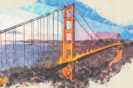 Illustration with Golden Gate Bridge