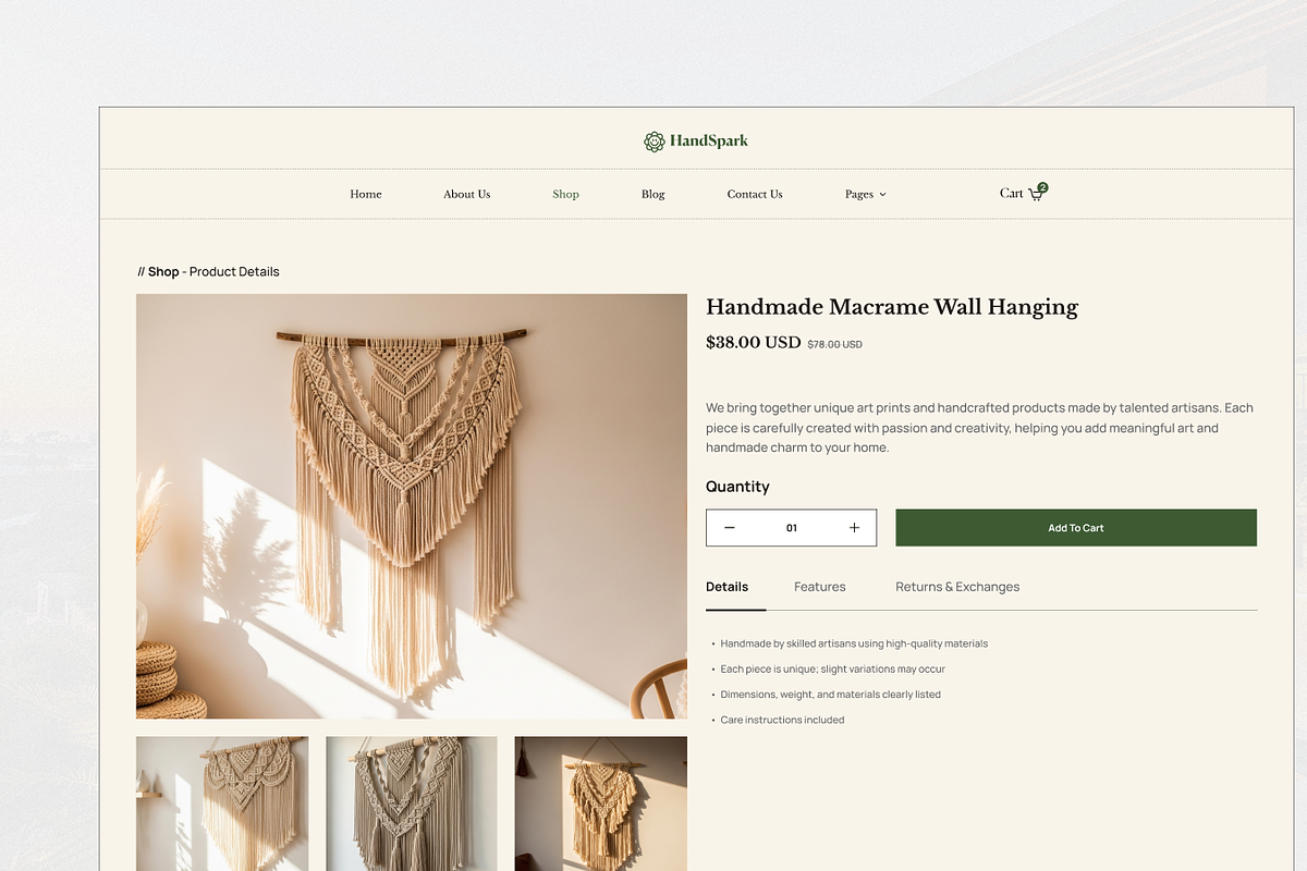 HandSpark-Crafts Store HTML Template, a HTML Template by TNCFlow (Photo 2 of 5)