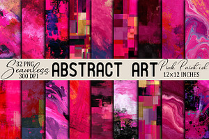 Hot Pink Abstract Art Digital Paper, a Pattern Graphic by SVGArt