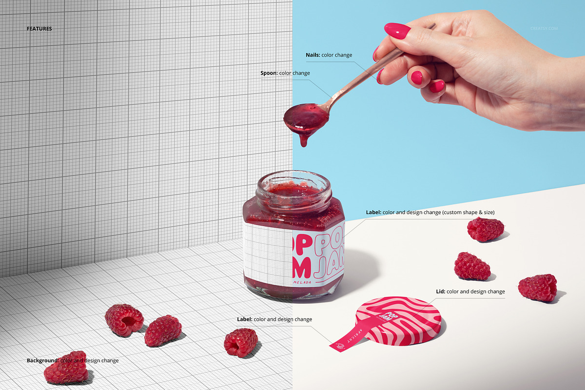 Raspberry Mockup Set, a Cups & Container Mockup by creatsy5
