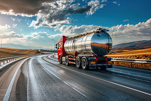 Big fuel tanker truck on the road, a Transportation Photo by AlyaAnd