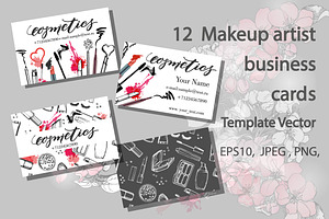 Set of Makeup artist business card. 