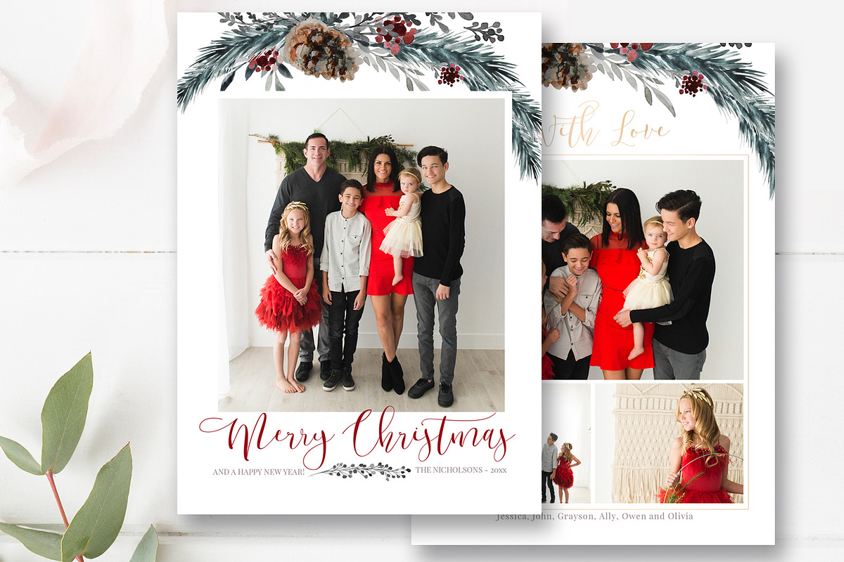 Merry Christmas Photo Card PSD, a Card Template by By Stephanie Design (Photo 6 of 7)