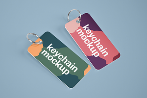 Silver & Card Keychain Mockup Set