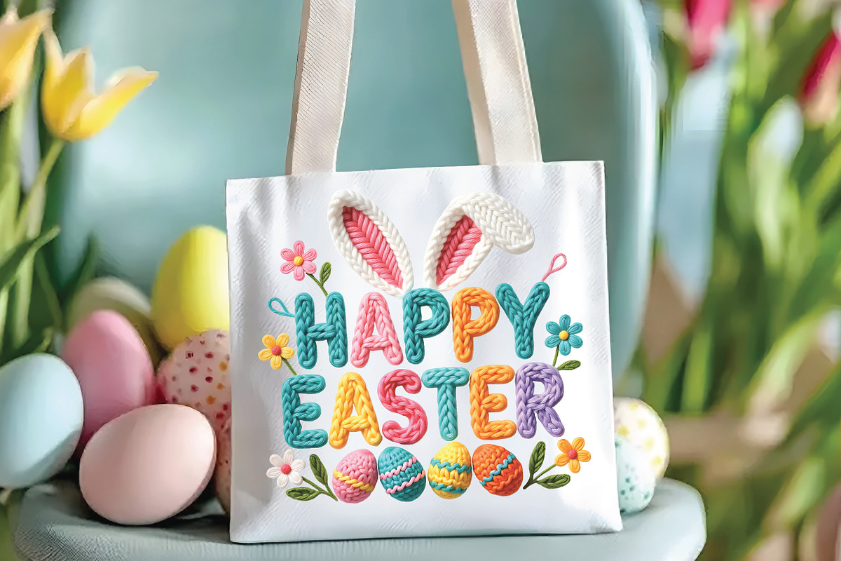 Faux Yarn Easter Bunny Png, an Illustration by CraftArtStudio (Photo 3 of 4)