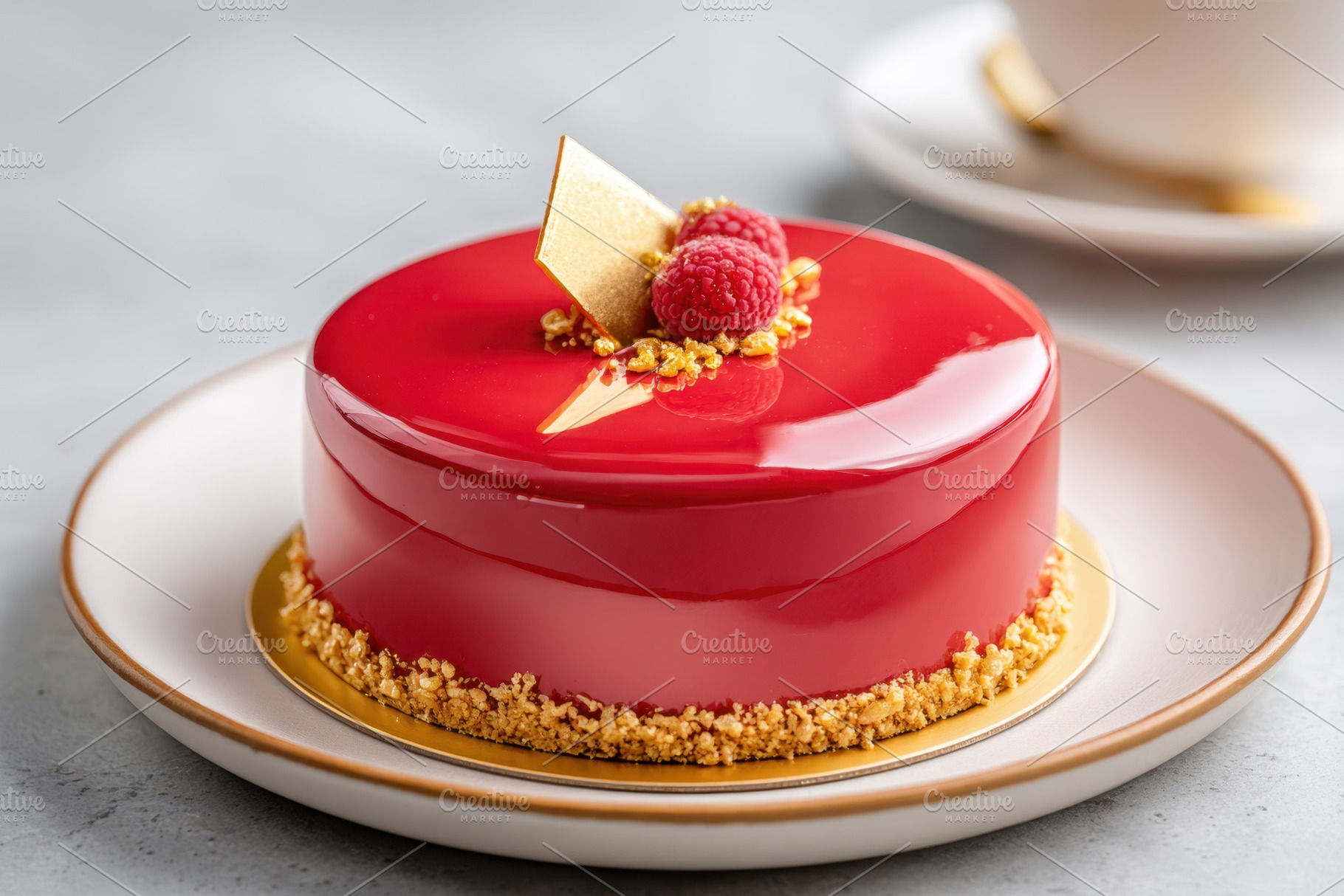 Glossy raspberry mirror-glaze cake, a Food & Drink Photo by AlyaAnd