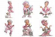 Funny Fitness Grandma Clipart, an Illustration by Daily.Designs (Thumbnail 5 of 5)