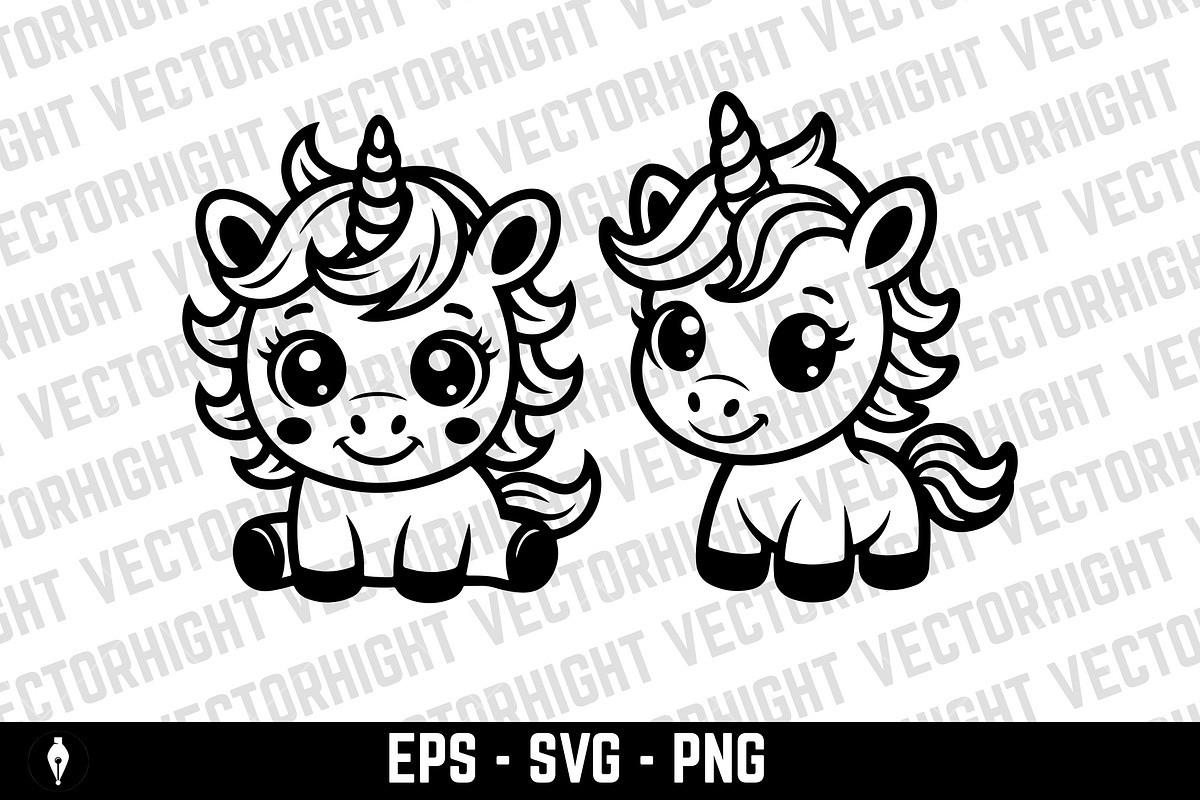 Adorable baby unicorn, an Animal Illustration by Vectorhight (Photo 4 of 5)