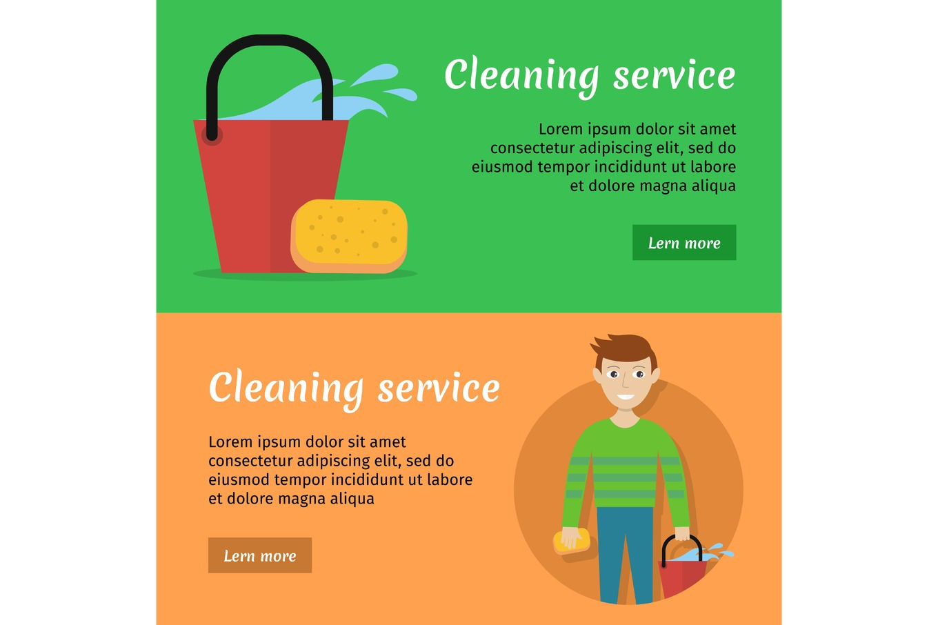 Set of Cleaning Service Flat Style  Banners Technology