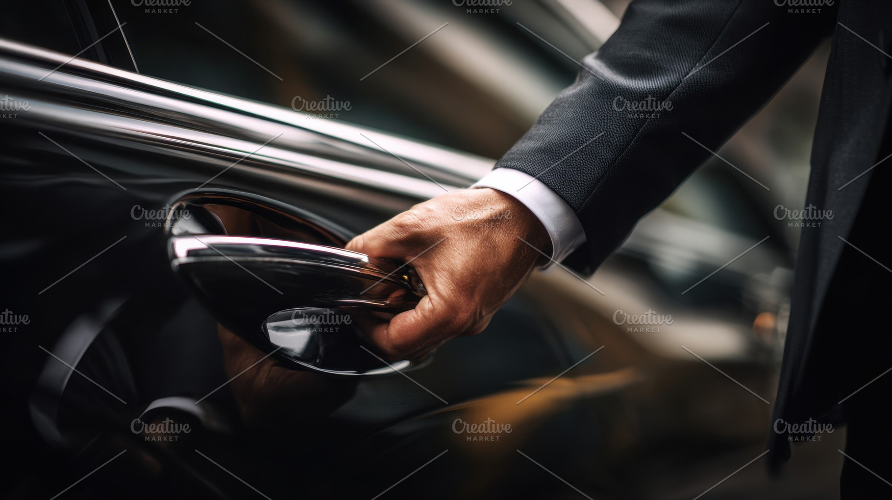 Man opens car door in city streets, a Photo by Beautiful things