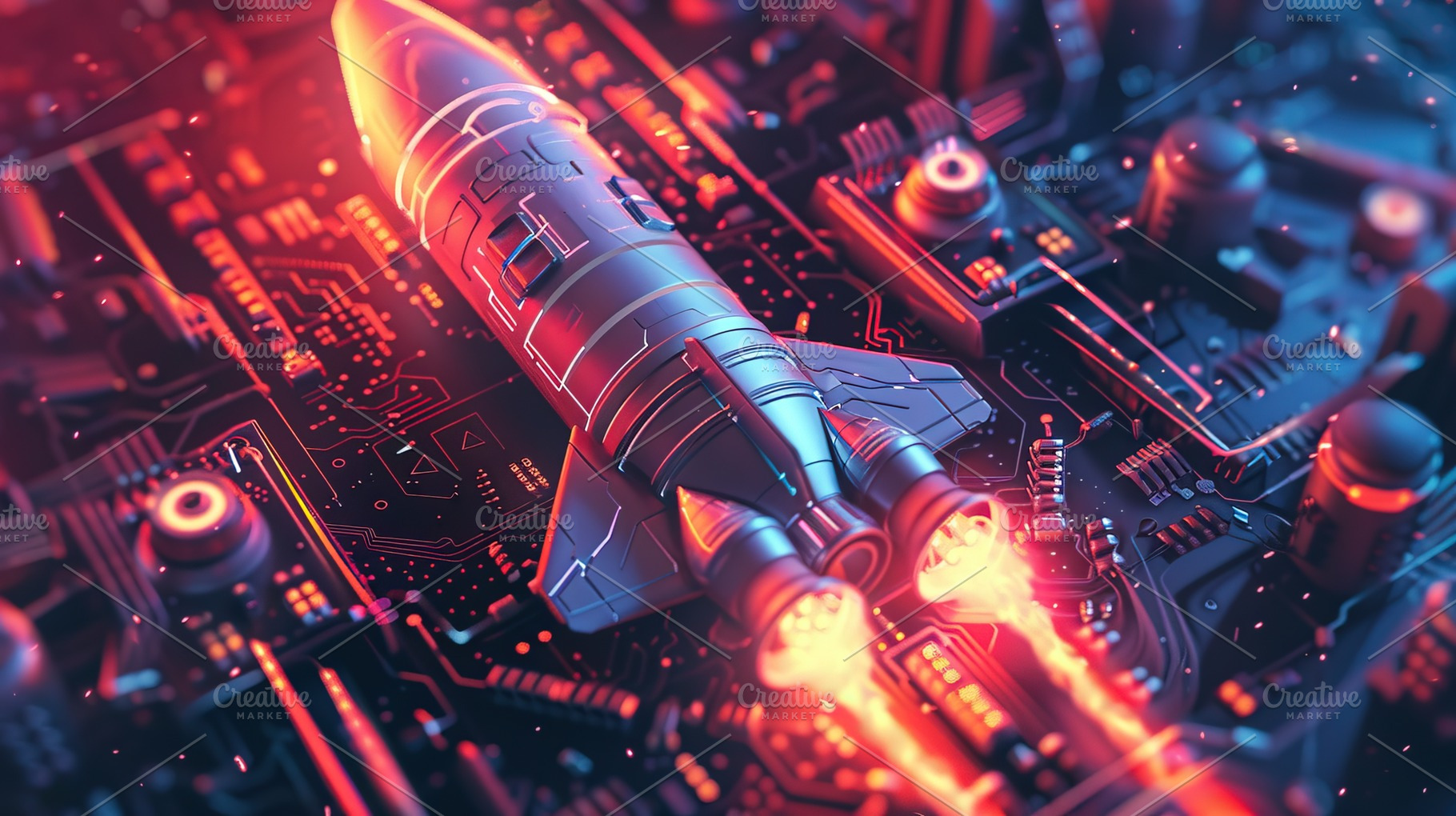 Futuristic Rocket on Circuit Board, a Technology Photo by Ales Munt