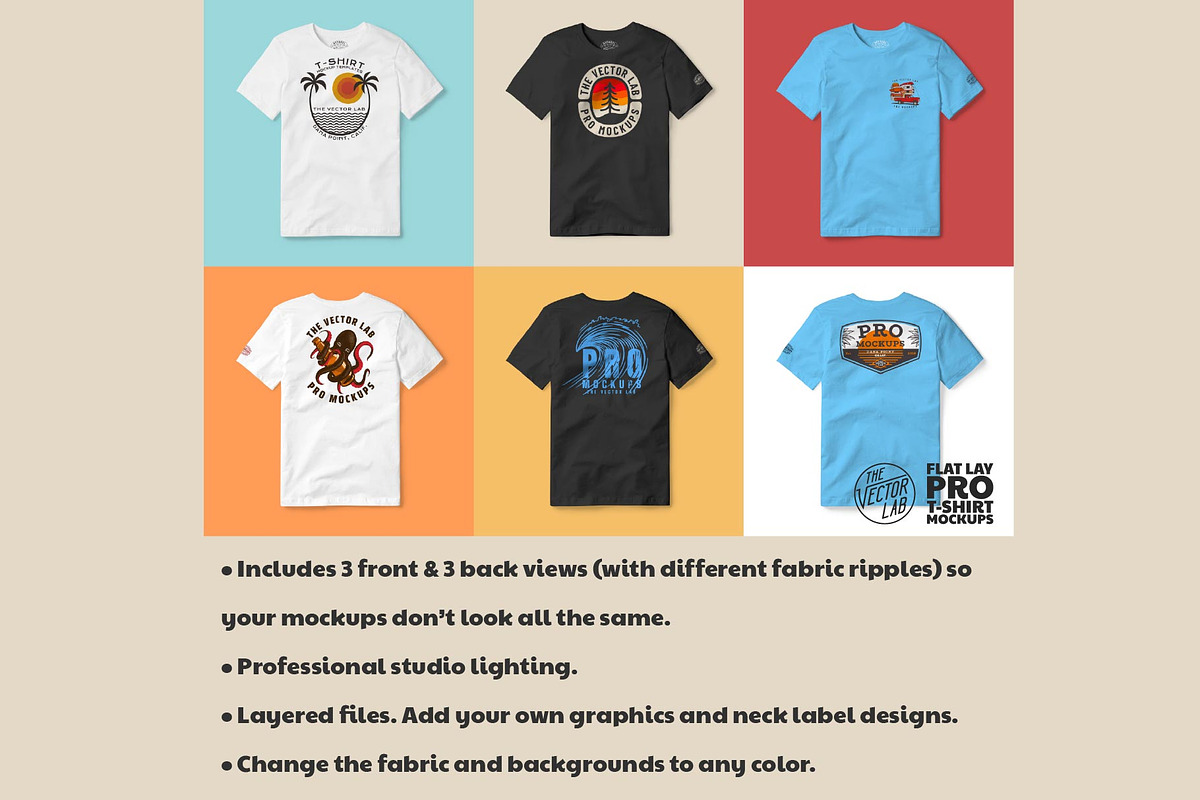 Flat Lay Pro T-Shirt Mockups, an Apparel Mockup by TheVectorLab (Photo 2 of 4)