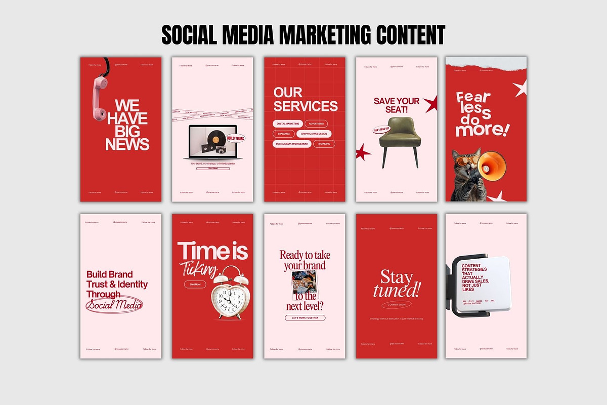 Pink & Red Instagram Post Template preview 6
