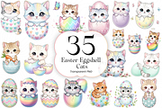 Easter Eggshell Cats PNG Clipart., an Animal Illustration by KennedyStudio (Thumbnail 1 of 5)