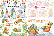 Watercolor Bundle 40 sets clipart., an Animal Illustration by Kira Konoshenko (Thumbnail 8 of 12)