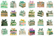 Sage Coquette Bow Book Stack Clipart, an Illustration by DreamPrint404 (Thumbnail 2 of 5)