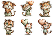 Whimsical Valentine Dog Cat Clipart, an Illustration by CraftArtStudio (Thumbnail 2 of 6)