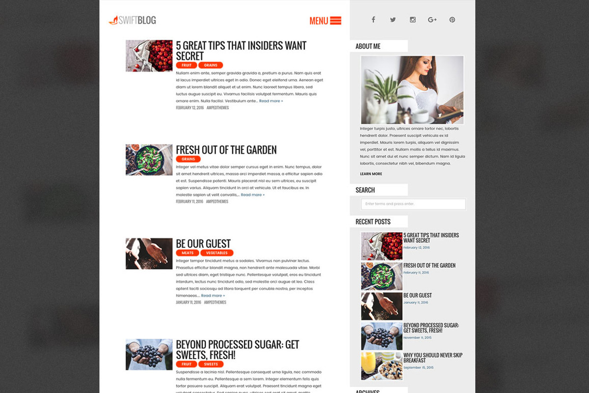 Modern Fluid WordPress Blog Theme, a WordPress Template by Amped Themes (Photo 2 of 4)