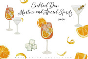Martini & Aperol Spritz Watercolor, a Food Illustration by Sunshine Art (Thumbnail 1 of 6)