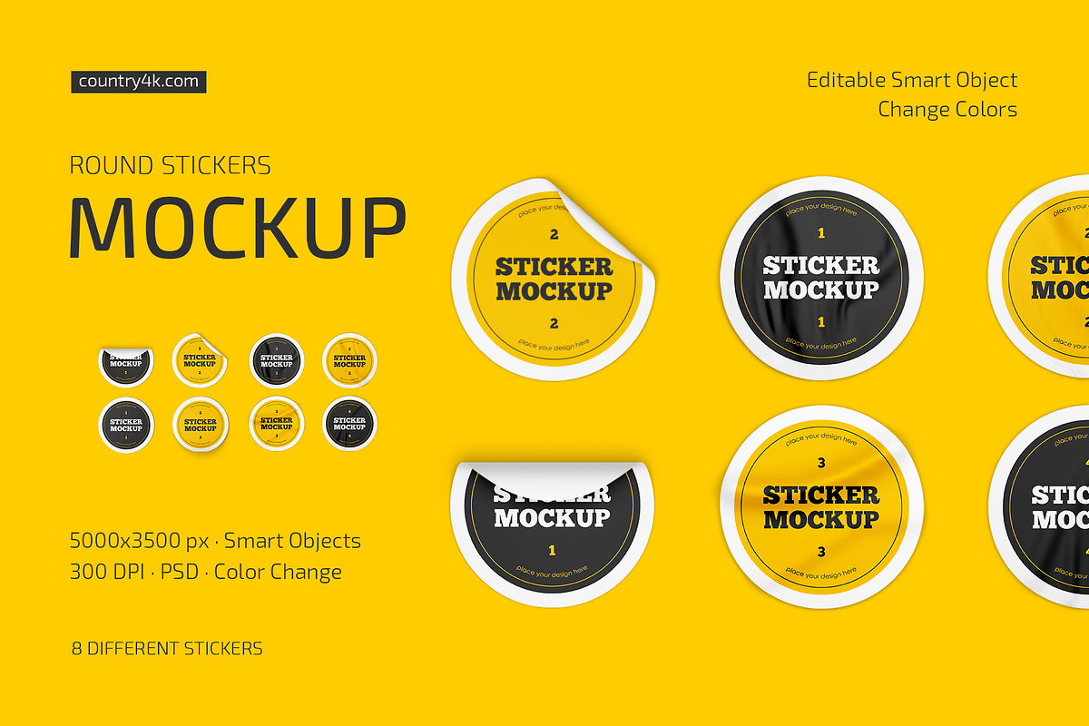 Round Stickers Mockup Set