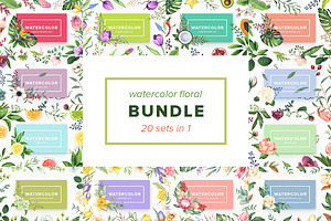 Watercolor Floral Bundle