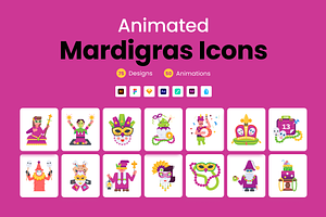 Animated Mardi Gras Icons, a Duotone Icon by Prosymbols