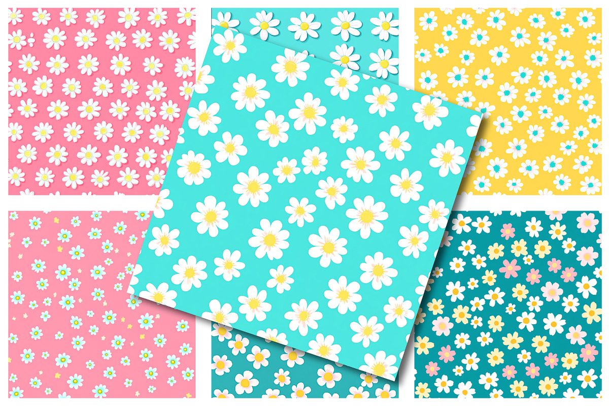 Daisy Digital Paper With Daisies, an Illustration by SinaCreation (Photo 2 of 6)