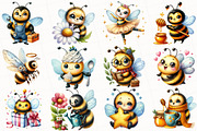 Watercolor Bumble Bee Clipart, an Illustration by OK Design (Thumbnail 3 of 5)