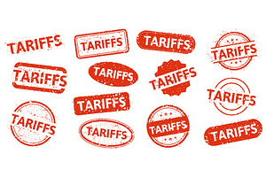 Red stamps with the word tariffs are, an Object Illustration by Woters little shop