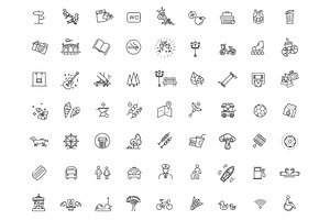 City Park Icons Set, an Outline Icon by Tettygreen