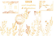 Gold Card templates and floral items, a Card Template by AnastasiyaOleynik (Thumbnail 1 of 9)