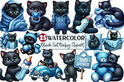 Black Cat Clipart Nursery Baby Boy, an Illustration by Rose Art (Thumbnail 1 of 4)