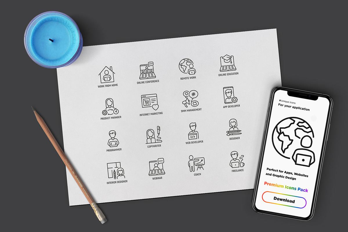 Work From Home  | 16 Thin Line Icons, an Outline Icon by Alex Blogoodf (Photo 5 of 15)