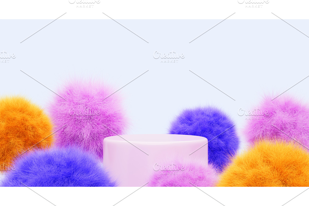 3d stage with pink, blue and yellow, a Background Graphic by Marozhkastudio