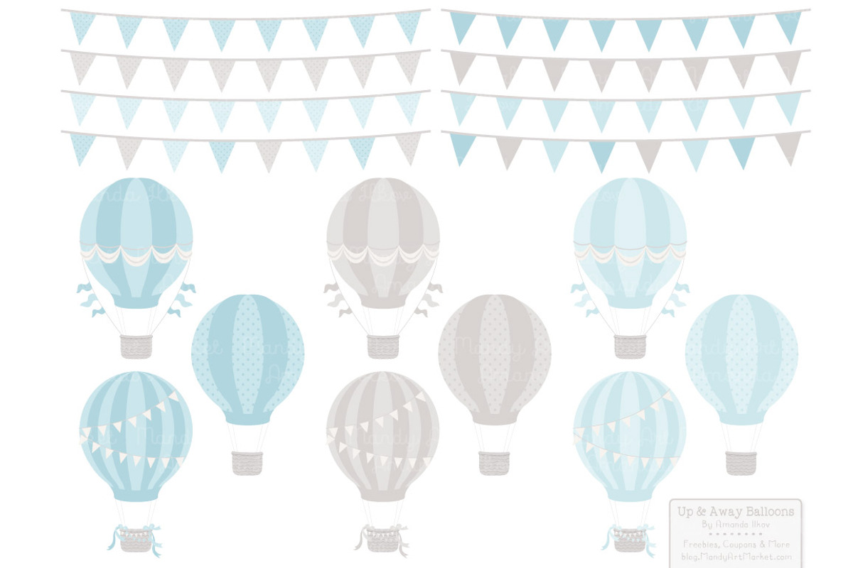 Soft Blue Hot Air Balloons, an Illustration by Amanda Ilkov (Photo 4 of 5)