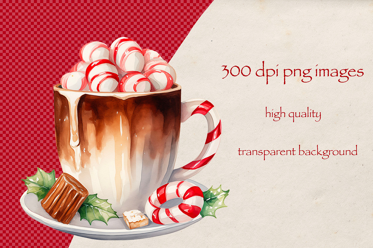 Christmas Drinks Watercolor Clipart, an Illustration by VeronikaArt (Photo 4 of 6)