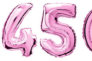 Pink numbers balloon isolated on a w