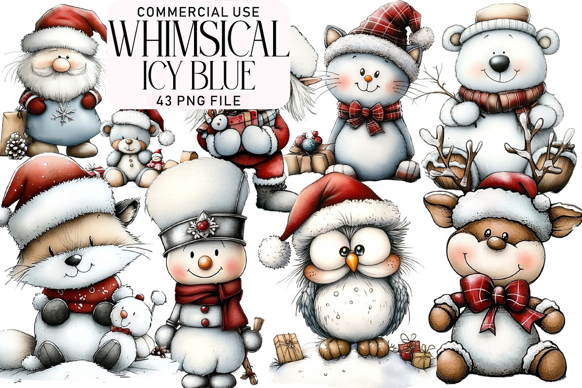 Whimsical Icy Blue Christmas Bundle, an Illustration by Daily.Designs (Photo 1 of 5)